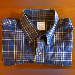 Brooks Brothers Regular Fit Non Iron Mens Shirt Size L Long Sleeve Button Plaid